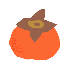 Persimmon. Fresh fruit illustration isolated on white background. For labels, advertising, postcards, textiles and packaging.
