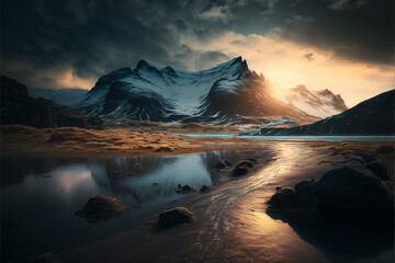 sunset on the mountains