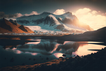 Fototapeta na wymiar sunset on the mountains