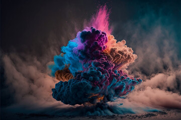 Nuage de couleurs, explosion de fumées colorées
