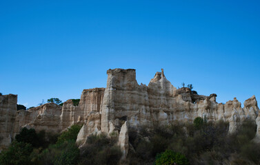 The Orgues of Ille sur Tet are columns of soft rock geological bodies in the south of France. Columns sculpted by water. Eastern Pyrenees, France.