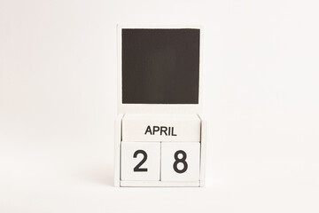 Calendar with the date April 28 and a place for designers. Illustration for an event of a certain date.