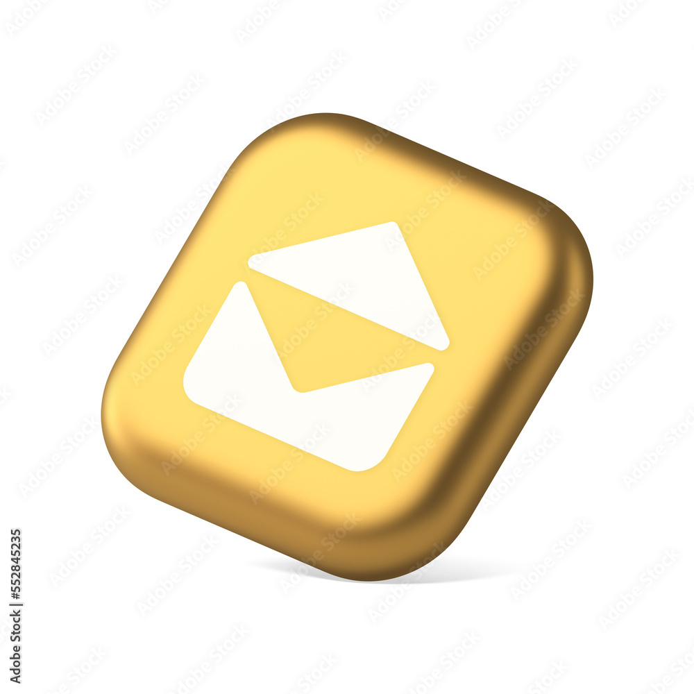 Poster email open envelope letter received incoming message button symbol application website icon 3d rende
