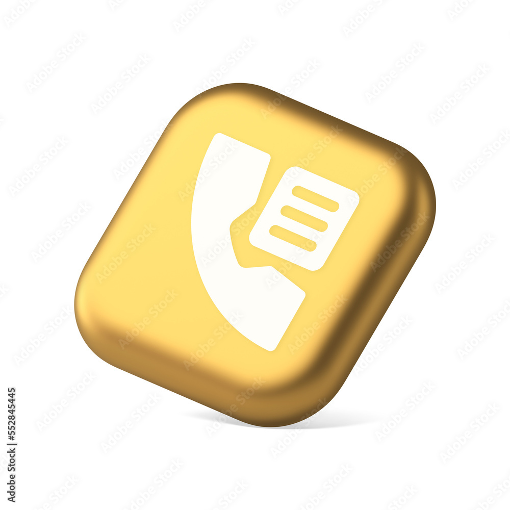 Poster phone book contact numbers list button search voice communication symbol application website icon 3d