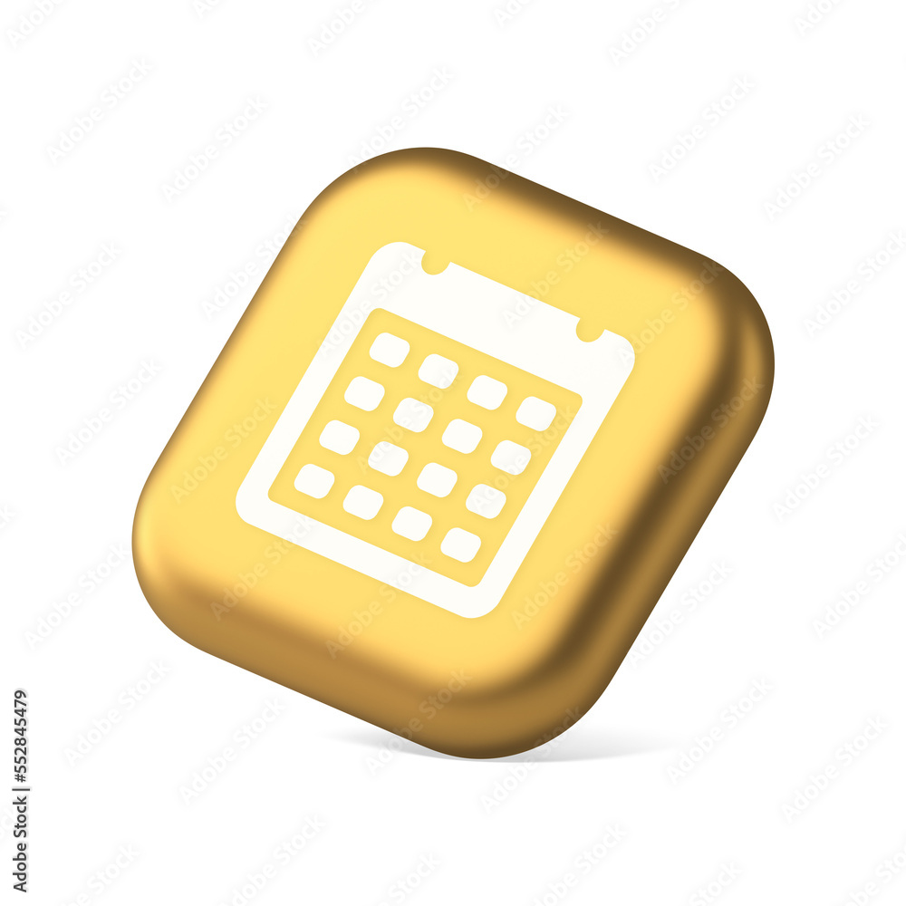 Poster calendar schedule button agenda event appointment reminder symbol application website icon 3d render