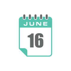 June Calendar Icon Vector Template