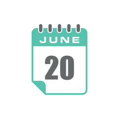 June Calendar Icon Vector Template