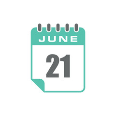 June Calendar Icon Vector Template
