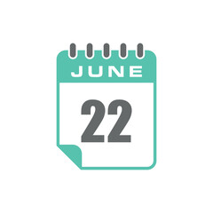 June Calendar Icon Vector Template