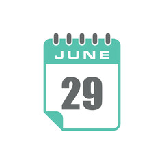June Calendar Icon Vector Template