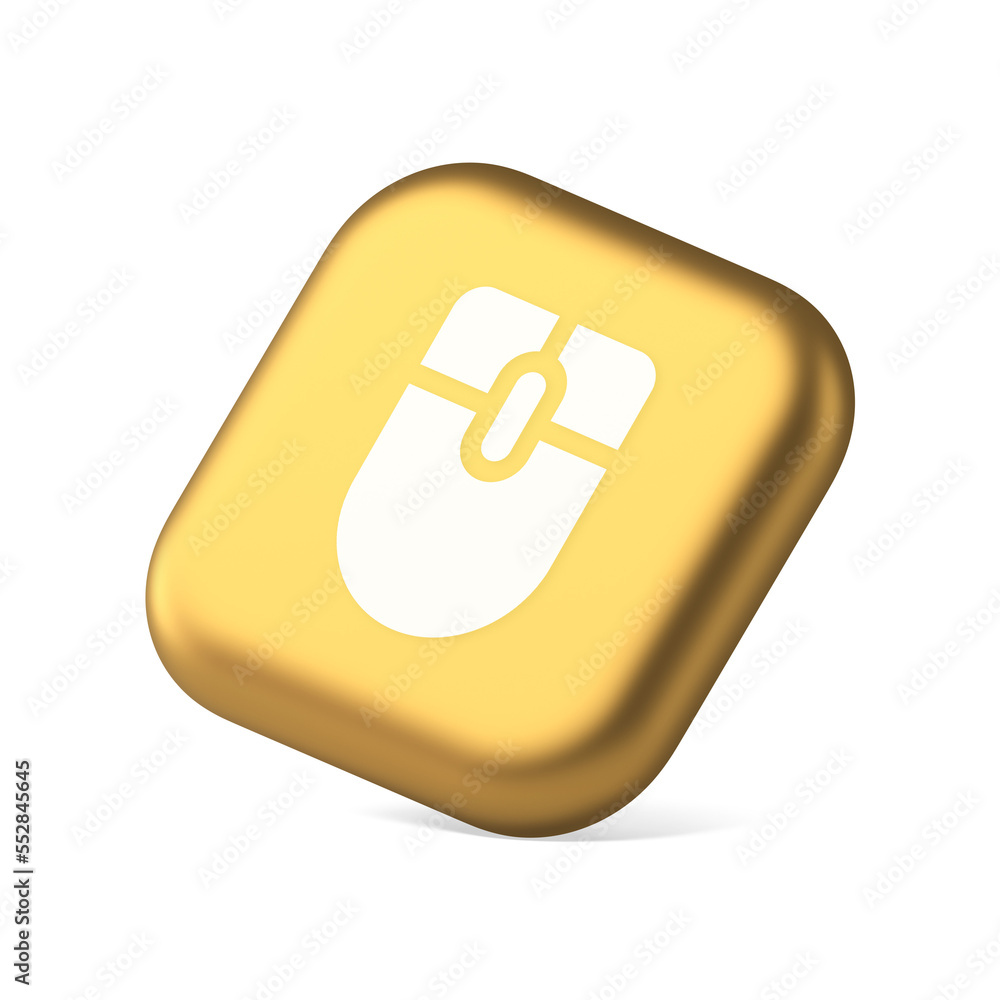 Poster mouse computer scrolling device cursor button click control cyberspace interface 3d isometric icon