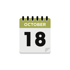 October Calendar Icon Vector Template