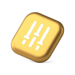 Sound mixing panel button audio balance mixer control desk symbol application website icon 3d rendering