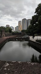 city river and fountain