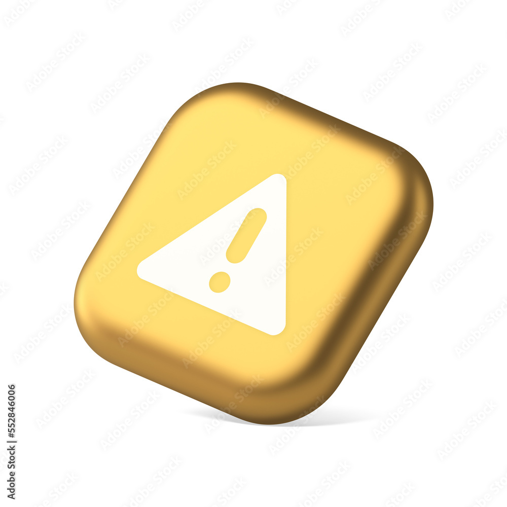 Poster exclamation point triangle button attention advice mark important information 3d isometric icon