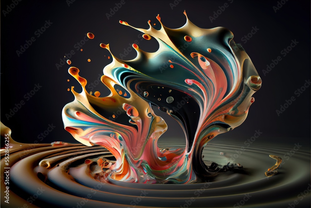 Aufkleber a liquid swirl with a black background and a black background with a white circle and a black circle