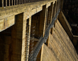 Electrical substation with bridge crane in waterfall