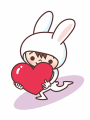 ハートを運ぶう先の着ぐるみを着た子