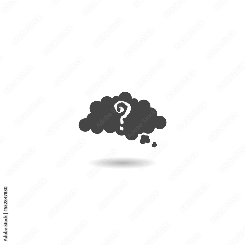 Poster speech bubble with question mark icon with shadow