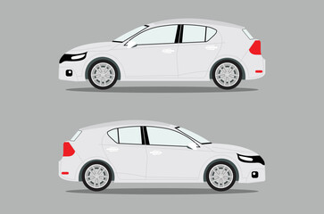 Car design of side view vector illustration. 3d white luxury isolated car template.