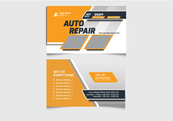 Auto Repair Multipurpose modern minimal digital latest  professional Business card vector Design Layout   - obrazy, fototapety, plakaty