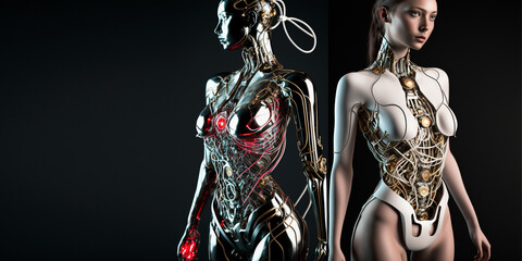 Female cyborg or robot AI generated