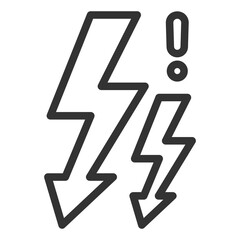 Attention, lightning - icon, illustration on white background, outline style