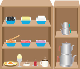 breakfast menu... olives, cheese, honey and others...