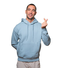 Young man making a gesture of worried about his economy