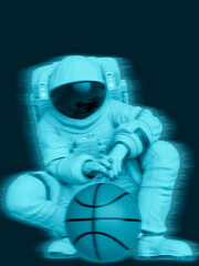 astronaut with the basketball ball