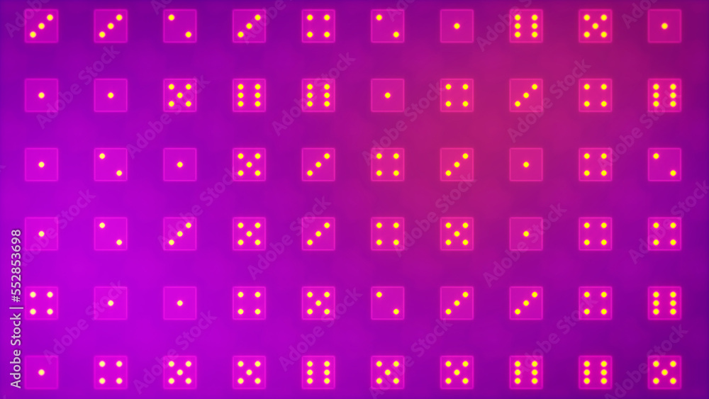 Poster red and purple creative backdrop of gambling dices randomize - abstract 3d rendering