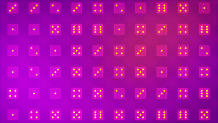 Red and purple creative backdrop of gambling dices randomize - abstract 3D rendering