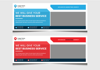 Corporate minimal modern digital business marketing red & blue banner for a social media post template