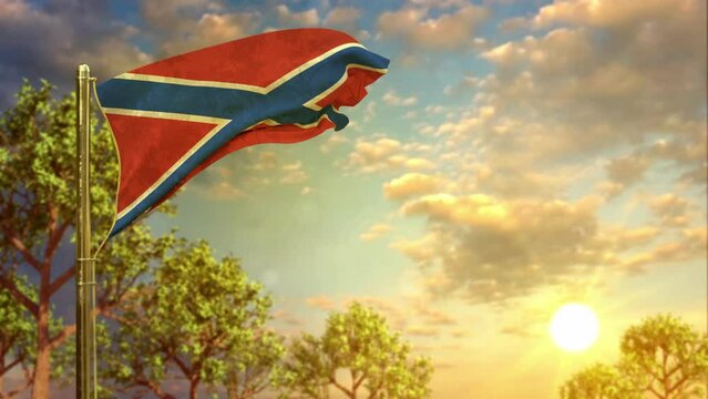 waving flag of Novorossia at sundown for independence day