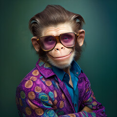 Fototapeta portrait of a monkey in a fashionable suit obraz
