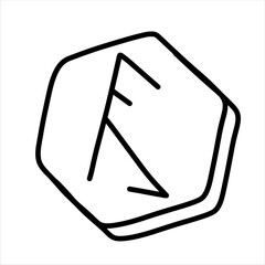 Doodle nordic rune. Black and white magic scandinavian icon.