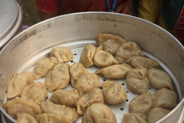 New delhi,India-15.10.2022 : Close view of the Momos  in India 