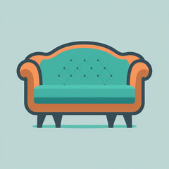 sofa and pillows, vector art