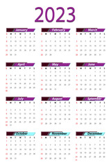 New year annual Calendar 2023 vector images