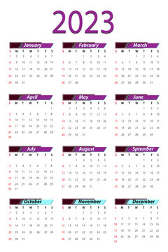 New year annual Calendar 2023 vector images