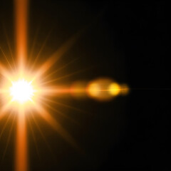 Obraz premium Lens flare isolated on black background. Generative AI.