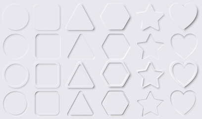 Set of Neumorphic UI Design Elements. Vector illustration.