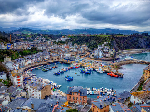 Famous view of Luarca, Spain from the region of Asturias.