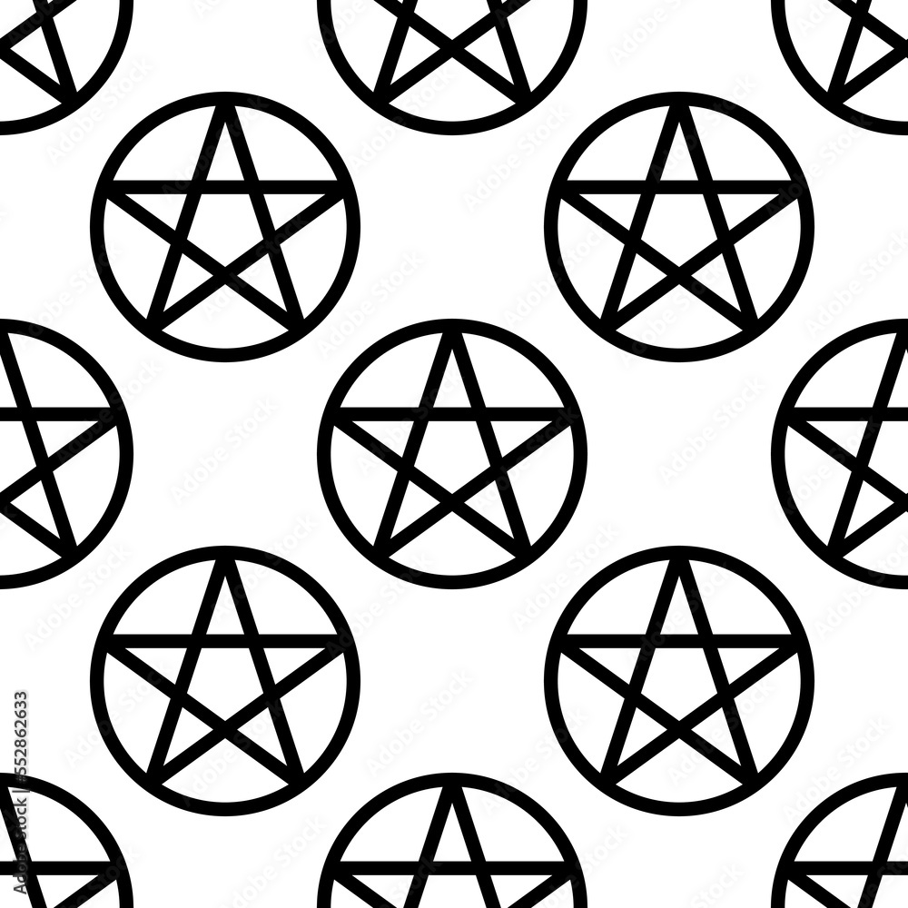 Wall mural Pentagram occult symbol seamless pattern