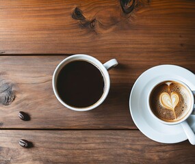 cup of coffee on wooden table