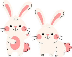 rabbits spring vibes mood seasonal clipart