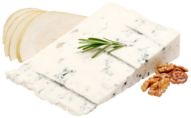famous traditional italian Gorgonzola blue cheese isolated