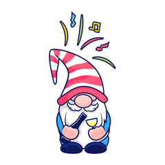 Cute gnome New Year 2023 and Christmas character clipart.