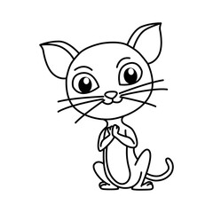Cute cat cartoon characters vector illustration. For kids coloring book.
