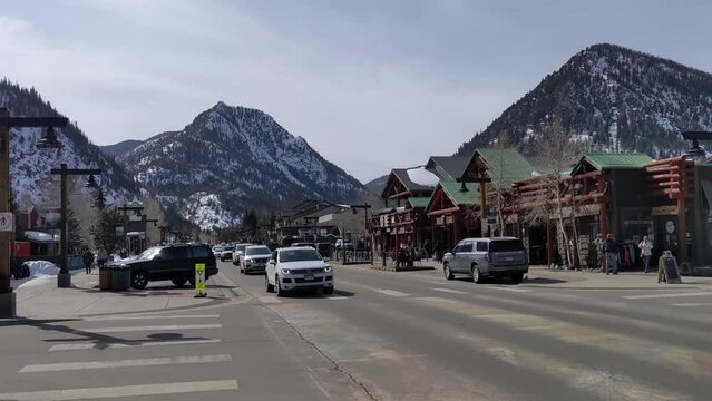 Frisco Colorado View Down Street with Mountains in Background